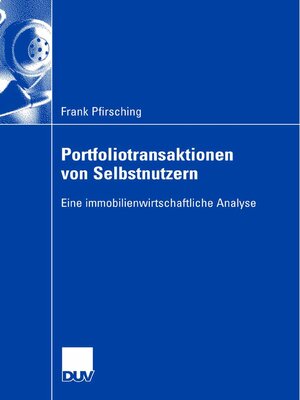 cover image of Portfoliotransaktionen von Selbstnutzern